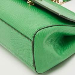 Dolce & Gabbana Green Lizard Embossed Leather Small Miss Sicily Top Handle Bag