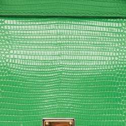 Dolce & Gabbana Green Lizard Embossed Leather Small Miss Sicily Top Handle Bag