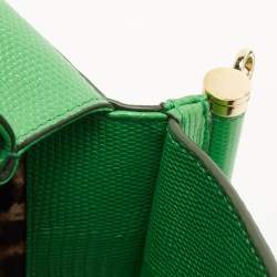 Dolce & Gabbana Green Lizard Embossed Leather Small Miss Sicily Top Handle Bag