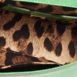 Dolce & Gabbana Green Lizard Embossed Leather Small Miss Sicily Top Handle Bag