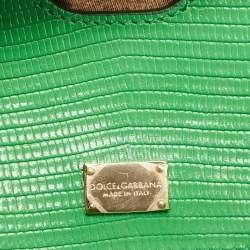Dolce & Gabbana Green Lizard Embossed Leather Small Miss Sicily Top Handle Bag