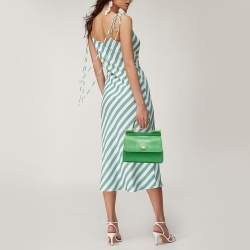 Dolce & Gabbana Green Lizard Embossed Leather Small Miss Sicily Top Handle Bag
