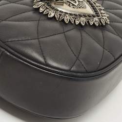 Pre Owned Dolce & Gabbana Black Matelasse Leather Devotion Camera Crossbody Bag