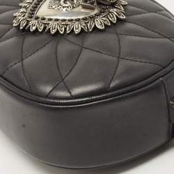 Pre Owned Dolce & Gabbana Black Matelasse Leather Devotion Camera Crossbody Bag