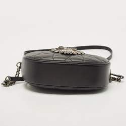 Pre Owned Dolce & Gabbana Black Matelasse Leather Devotion Camera Crossbody Bag