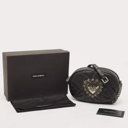 Pre Owned Dolce & Gabbana Black Matelasse Leather Devotion Camera Crossbody Bag