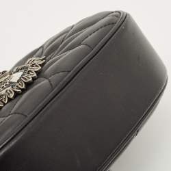Pre Owned Dolce & Gabbana Black Matelasse Leather Devotion Camera Crossbody Bag