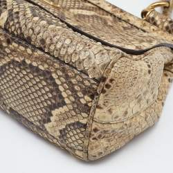 مملوكة مسبقًا Dolce & Gabbana Beige/Brown Python Medium Miss Sicily Top Handle Bag