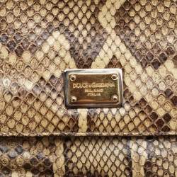 مملوكة مسبقًا Dolce & Gabbana Beige/Brown Python Medium Miss Sicily Top Handle Bag