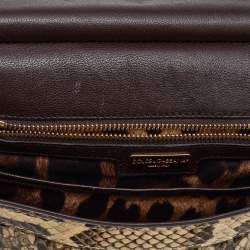 مملوكة مسبقًا Dolce & Gabbana Beige/Brown Python Medium Miss Sicily Top Handle Bag