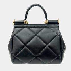 Dolce & Gabbana Black Quilted Leather Small Miss Sicily Top Handle Bag