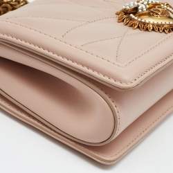 Pre Owned Dolce & Gabbana Pink Leather Devotion Mordore Crossbody Bag