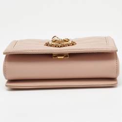 Pre Owned Dolce & Gabbana Pink Leather Devotion Mordore Crossbody Bag