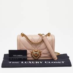 Pre Owned Dolce & Gabbana Pink Leather Devotion Mordore Crossbody Bag