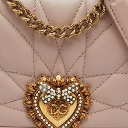 Pre Owned Dolce & Gabbana Pink Leather Devotion Mordore Crossbody Bag