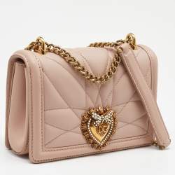 Pre Owned Dolce & Gabbana Pink Leather Devotion Mordore Crossbody Bag