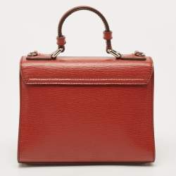 Pre Owned Dolce & Gabbana Brick Brown Leather Small Miss Monica Top Handle Bag