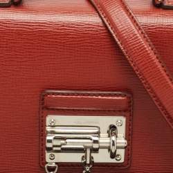 Pre Owned Dolce & Gabbana Brick Brown Leather Small Miss Monica Top Handle Bag