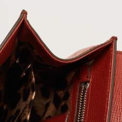 Pre Owned Dolce & Gabbana Brick Brown Leather Small Miss Monica Top Handle Bag