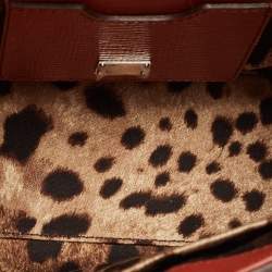Pre Owned Dolce & Gabbana Brick Brown Leather Small Miss Monica Top Handle Bag