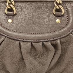 Pre Owned Dolce & Gabbana Khaki Green Pleated Leather Tassel Hobo