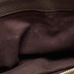 Pre Owned Dolce & Gabbana Khaki Green Pleated Leather Tassel Hobo
