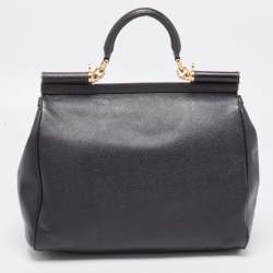 Pre Owned Dolce & Gabbana Black Leather Large Miss Sicily Top Handle Bag