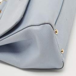 Pre Owned Dolce & Gabbana Pale Blue Leather Medium Miss Sicily Top Handle Bag