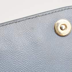 Pre Owned Dolce & Gabbana Pale Blue Leather Medium Miss Sicily Top Handle Bag