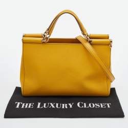 Pre Owned Dolce & Gabbana Yellow Leather Miss Sicily Shopper Tote
