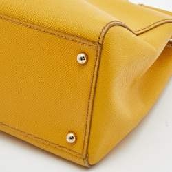 Pre Owned Dolce & Gabbana Yellow Leather Miss Sicily Shopper Tote