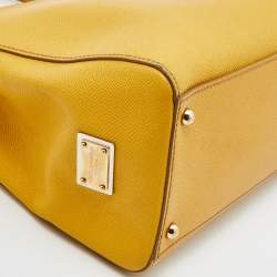 Pre Owned Dolce & Gabbana Yellow Leather Miss Sicily Shopper Tote