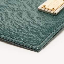 Pre Owned Dolce & Gabbana Green Leather Card Holder