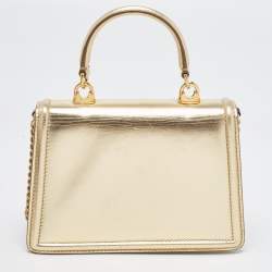 Pre Owned Dolce & Gabbana Gold Leather Small Devotion Top Handle Bag