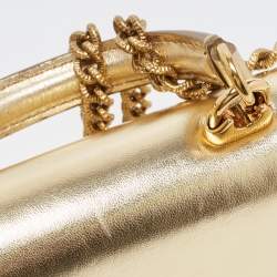 Pre Owned Dolce & Gabbana Gold Leather Small Devotion Top Handle Bag