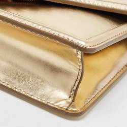 Pre Owned Dolce & Gabbana Gold Leather Small Devotion Top Handle Bag