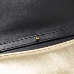 Pre Owned Dolce & Gabbana Gold Leather Small Devotion Top Handle Bag