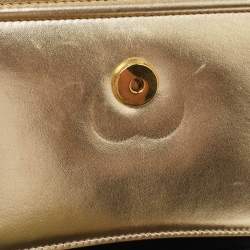 Pre Owned Dolce & Gabbana Gold Leather Small Devotion Top Handle Bag