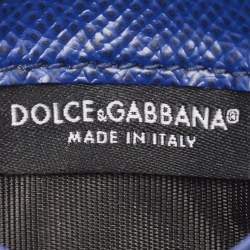 Dolce & Gabbana Blue Leather DG Crystal Logo Card Holder