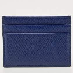 Dolce & Gabbana Blue Leather DG Crystal Logo Card Holder