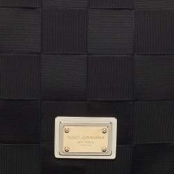 Pre Owned Dolce & Gabbana Black Woven Fabric and Suede Miss Charles Shoulder Bag