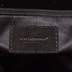 Pre Owned Dolce & Gabbana Black Woven Fabric and Suede Miss Charles Shoulder Bag