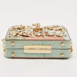 Pre Owned Dolce & Gabbana Multicolor Mixed Exotic Embossed Leather Embellished Dolce Box Clutch Bag