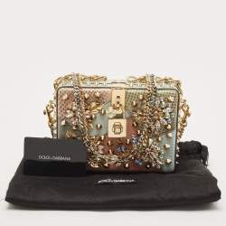 Pre Owned Dolce & Gabbana Multicolor Mixed Exotic Embossed Leather Embellished Dolce Box Clutch Bag