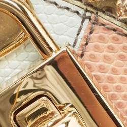 Pre Owned Dolce & Gabbana Multicolor Mixed Exotic Embossed Leather Embellished Dolce Box Clutch Bag