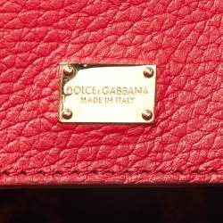 Pre Owned Dolce & Gabbana Red Leather Miss Sicily Top Handle Bag