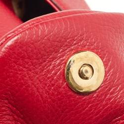 Pre Owned Dolce & Gabbana Red Leather Miss Sicily Top Handle Bag