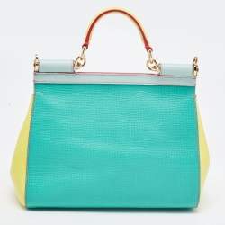 Pre Owned Dolce & Gabbana Tricolor Leather Medium Miss Sicily Top Handle Bag