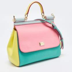 Pre Owned Dolce & Gabbana Tricolor Leather Medium Miss Sicily Top Handle Bag