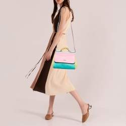 Pre Owned Dolce & Gabbana Tricolor Leather Medium Miss Sicily Top Handle Bag
